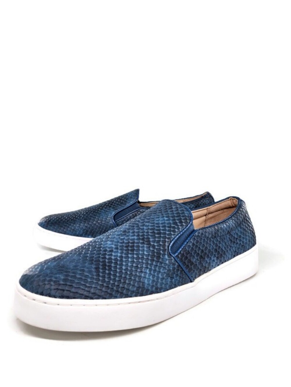 Vionic Splendid Midi Blue Embossed Snake Print Slip-On Sneakers